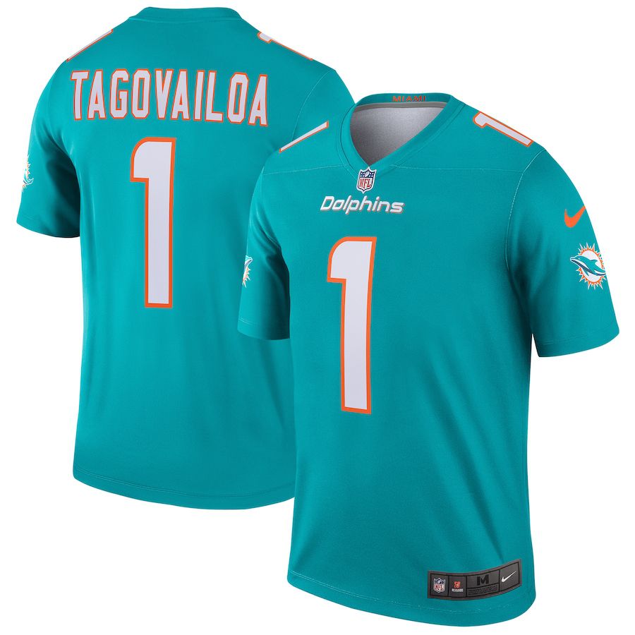 Men Miami Dolphins 1 Tua Tagovailoa Nike Green Legend NFL Jersey